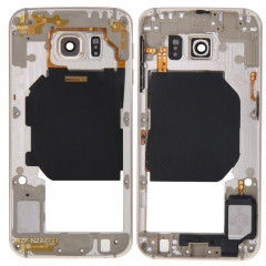 iPartsBuy Retour Plaque Boîtier Caméra Lens Remplacement du Panneau avec des Touches Latérales et Buzzer Ringer Haut-Parleur pour Samsung Galaxy S6 / G920F (Gold)