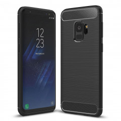 Pour Samsung Galaxy S9 Texture de fibre de carbone brossé Soft TPU Anti-skip Housse de protection Retour (Noir)