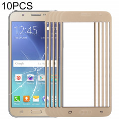 Pour Samsung Galaxy J7 / J700 10pcs lentille extérieure en verre d'écran avant (or)