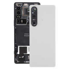 Pour Sony Xperia 1 V Couvercle arrière de la batterie d'origine avec couvercle d'objectif d'appareil photo (argent)
