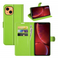 Pour iPhone 13 Litchi Texture Texture Horizontal Flip Cas de protection avec support & Card Slots & Portefeuille (Vert)