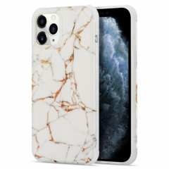 Étui de couverture arrière en marbre en marbre d'or de quatre coins secours pour iPhone 13 (blanc)
