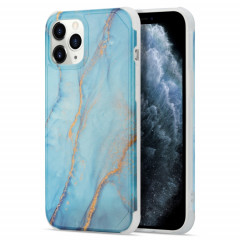 Étui de couverture arrière en marbre en marbre or de quatre coins de seconde coiffure pour iPhone 13 (bleu)
