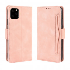 Étui en cuir de style portefeuille style skin veau pour iPhone 11 Pro Max, avec fente pour carte séparée (rose)
