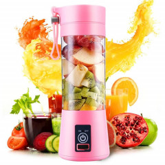 Bouteille de mélangeur de tasse de fabricant de jus d'orange d'agrumes de légume automatique électrique rechargeable par USB (380ML) (6 lames rose)