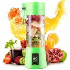Bouteille de mélangeur de tasse de fabricant de jus d'orange d'agrumes de légume automatique électrique rechargeable par USB (380ML) (6 lames vertes)