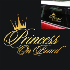 Autocollant réfléchissant de voiture de vinyle de laser de motif de bébé de princesse Princesse, taille: 16.5x10.9cm (Or)