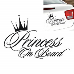 Autocollant réfléchissant de voiture de vinyle de laser de motif de bébé de princesse Princesse, taille: 16.5x10.9cm (Noir)