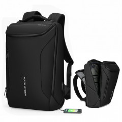 Mode hommes sac à dos multifonctionnel sac étanche pour ordinateur portable sac de voyage avec port de chargement USB (noir amélioré)