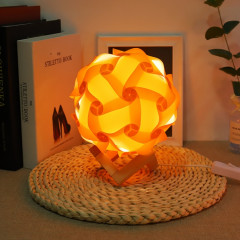 Lampe de décoration de chambre romantique de chevet de chambre créative USB ronde lampe de décoration de chambre romantique avec base en bois, style: kit de matériel de bricolage (orange)
