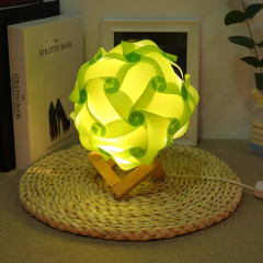 Creative Bedroom Chevet Night Light USB Ronde Lampe de décoration de chambre romantique avec base en bois, Style: Produit fini (Vert)