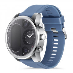 Montre intelligente à double affichage T3 pour homme IP68 Bracelet de remise en forme étanche 15 jours en veille Business Smartwatch Tracker d'activité (bleu)