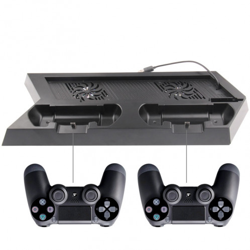 Chargeur Stand USB Double Cooling Fan Controller Stand Holder Refroidisseur pour PS4 Console Cooler (Noir) SC0009-07