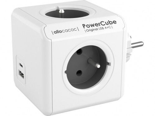 allocacoc PowerCube Original USB A+C Bloc multiprises compact (4 prises + USB) ALIACC0026-03