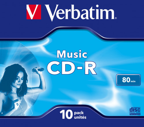 1x10 Verbatim CD-R 80 / 700MB Audio Color Live it Jewel Case 713977-00