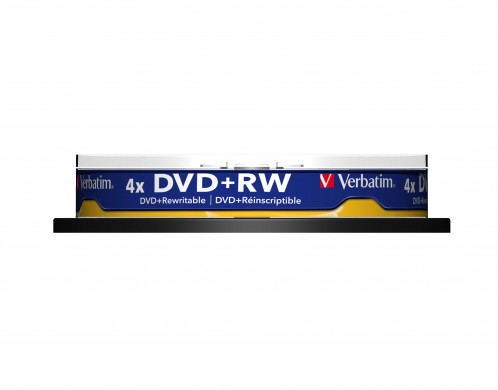 1x10 Verbatim DVD+RW 4,7GB 4x Speed, mat argent cakebox 717857-03