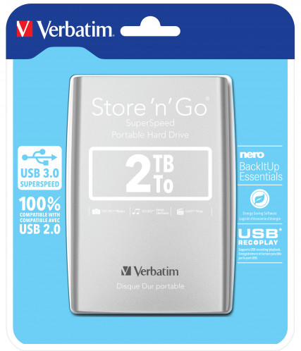 Verbatim Store n Go 2,5 2TB USB 3.0 argent 53189 872032-00