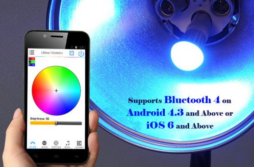 Ampoule LED 7W E27 RGBW Bluetooth 550 lumens / Application pour iOS + Android / LED Epistar / Angle 120 degres C79807-01