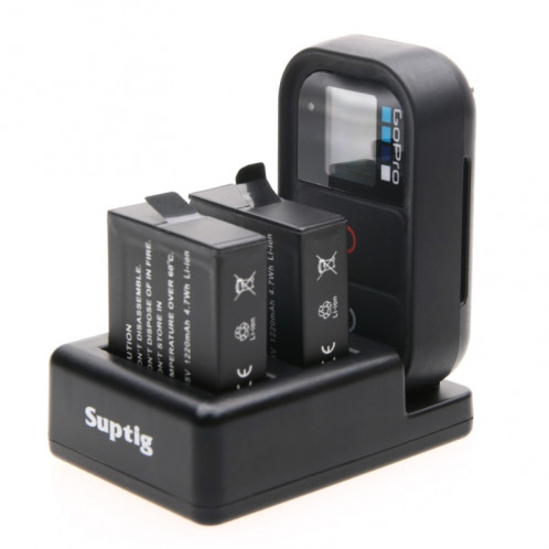 Pour GoPro HERO5 AHDBT-501 Batteries doubles + Chargeur à télécommande avec câble USB (Noir) SP124B4-06