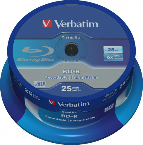 1x25 Verbatim BD-R Blu-Ray 25GB 6x Speed Datalife No-ID boîte 215686-04
