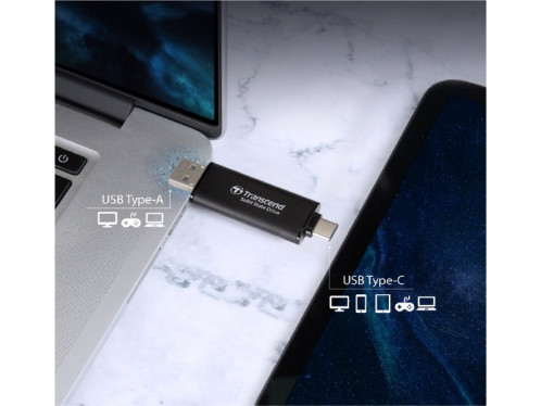 Disque SSD externe portable USB-C & USB-A 512 Go Transcend ESD310S Argent DDETSD0037-04
