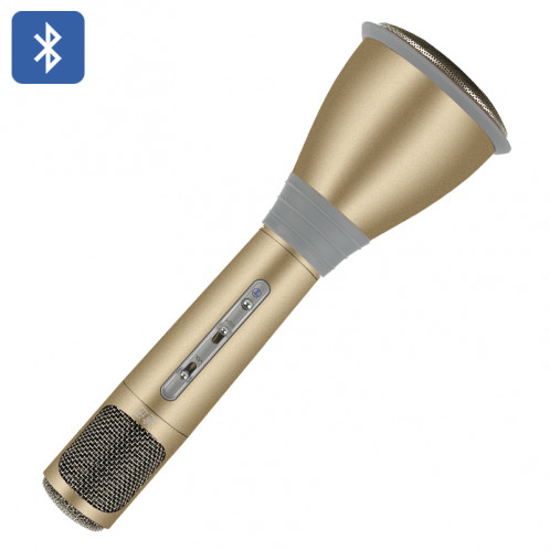 TUXUN K068 – Microphone Karaoké + Haut-parleur / Bluetooth 3.0 / Effets Karaoké KTV / Câble d'enregistrement / Batterie 1000mAh / Doré CT9865-01