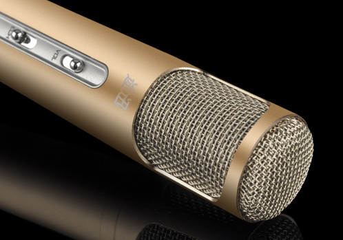 TUXUN K068 – Microphone Karaoké + Haut-parleur / Bluetooth 3.0 / Effets Karaoké KTV / Câble d'enregistrement / Batterie 1000mAh / Doré CT9865-01