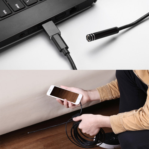 Caméra d'inspection à tube de serpent étanche IP67 à endoscope USB-C / Type-C avec 8 LED et adaptateur USB, longueur: 3 m, diamètre de la lentille: 7 mm SH08461114-010