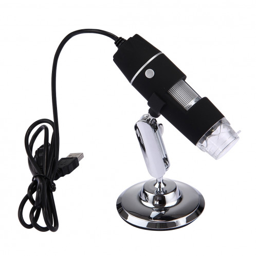 Microscope numérique USB à capteur d'image 1000MP avec loupe 1000X avec 8 DEL et support professionnel (Noir) SH555B312-011