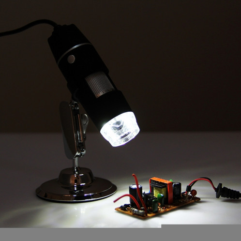 Microscope numérique USB à capteur d'image 1000MP avec loupe 1000X avec 8 DEL et support professionnel (Noir) SH555B312-011