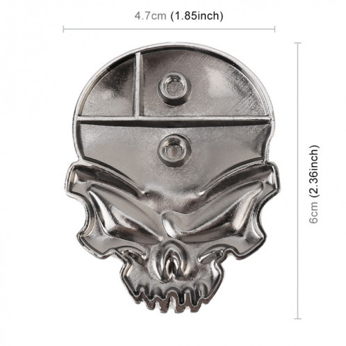 Autocollant décoratif en forme de tête de mort en métal pour le corps d'une voiture (argent) SH321S639-05