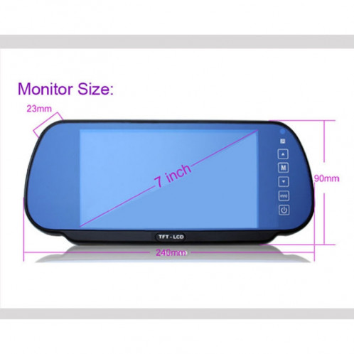Moniteur de rétroviseur de voiture LCD TFT PZ-710 7,0 pouces avec télécommande, lecteur Bluetooth / MP5 de soutien SH3861667-08