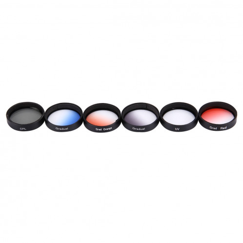 JUNESTAR 6 en 1 Proffesional 34mm Filtre d'objectif (CPL + UV + Gradual Red + Gradual Orange + Gradual Blue + Gradual Grey) pour DJI Phantom 3 & 4 SH06691754-09