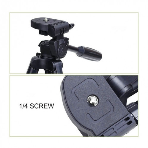 Support de trépied en aluminium en alliage de magnésium YUNTENG VCT-5208RM avec télécommande Bluetooth et pince de tête et de téléphone pour appareil photo reflex et téléphones intelligents, hauteur maxi: 125cm SH0769391-010