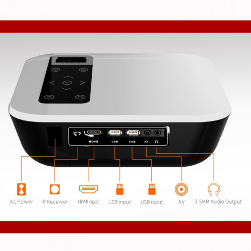 Mini projecteur LED Full HD de bureau à domicile portable T8 1920x1080 avec télécommande, haut-parleur intégré, prise en charge USB / HDMI / AV / IR, version multimédia SH6102855-015