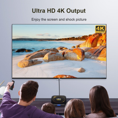HK1 RBOX-H8S 4K Ultra HD Android 12.0 Smart TV Box avec télécommande, Allwinner H618 Quad-Core, 4 Go + 32 Go (prise UE) SH10EU1413-011