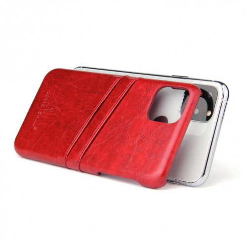 Fierre Shann Etui en cuir PU avec texture de cire et texture pour iPhone 11 Pro (rouge) SF301C1525-06