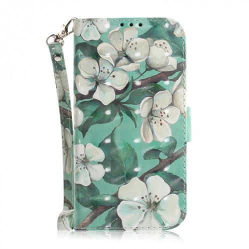 Étui en cuir à rabat horizontal avec dessin en couleur 3D, avec support et fente pour carte et portefeuille pour iPhone 11 Pro (fleur à l'aquarelle) SH701K346-07
