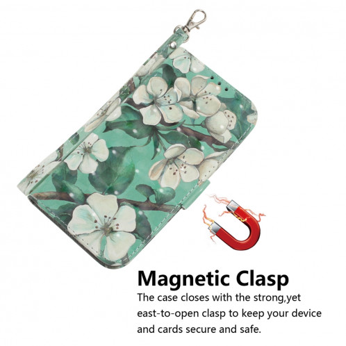 Etui en cuir à rabat horizontal avec dessin en couleur 3D, avec support, fente pour carte et portefeuille pour iPhone 11 Pro Max (fleur à l'aquarelle) SH702K164-07