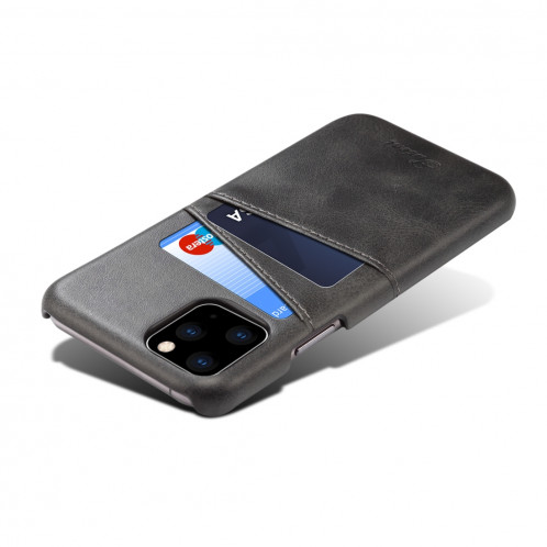 Suteni Étui de protection arrière avec texture pour mollet et fentes pour cartes pour iPhone 11 Pro (Noir) SH401F884-05