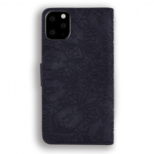 Étui en cuir estampé à double rabat avec motif de mollet et fentes pour portefeuille et porte-cartes pour iPhone 11 Pro Max (6.5 pouces) (Noir) SH508A1730-08