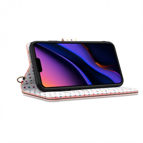 Etui à rabat horizontal en cuir avec fentes pour cartes, porte-monnaie et lanière pour iPhone 11 Pro Max (rose) SH602B989-06