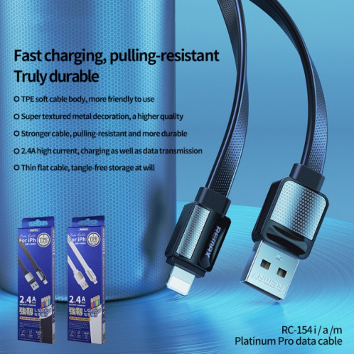 Câble de données de chargement Remax RC-154a 2.4A Type-C / USB-C Platinum Pro, longueur: 1 m (blanc) SR401B1309-04