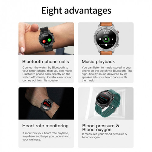 MX5 1.3 pouces IPS Screen IP68 Water Smart Watch, Support Bluetooth Call / Surveillance de la fréquence cardiaque / Surveillance du sommeil, Style: Bracelet en cuir (Noir) SH401A1862-09
