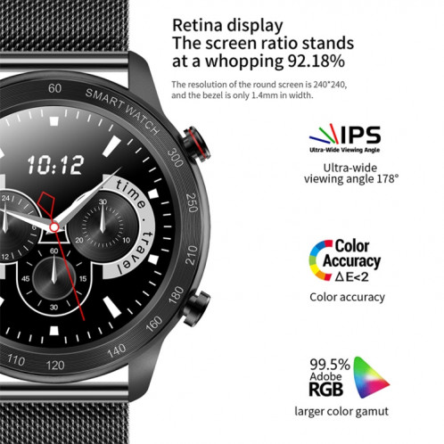 MX5 1,3 pouce IPS Screen IP68 Water Smart Watch, Support Bluetooth Call / Surveillance de la fréquence cardiaque / Surveillance du sommeil, Style: Strap Silicone (Noir) SH501D1941-09