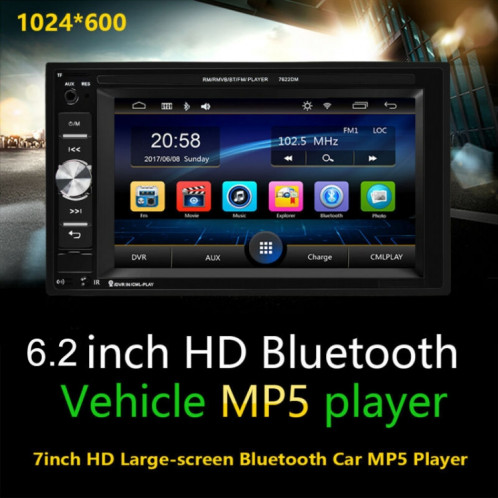 A2115 6.2 pouces voiture Dual Din HD MP5 Player Prise en charge Bluetooth / FM / carte de téléphone / carte TF avec télécommande SH60501128-07