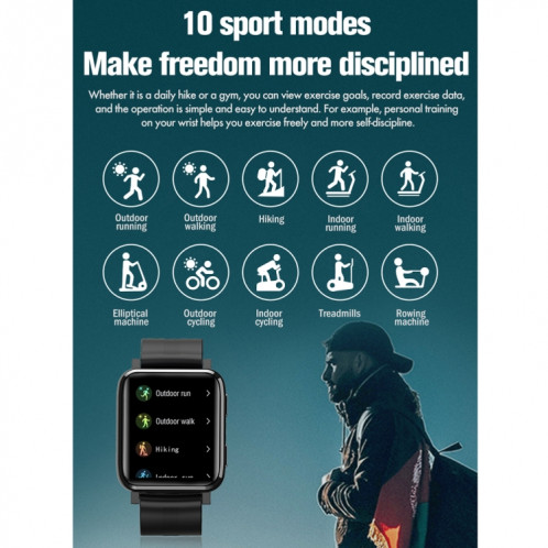 F30 1.54 Pouce TFT Ecran tactile IP67 Imperméable Smart Watch, Support Surveillance du sommeil / Surveillance de la fréquence cardiaque / Musique Lecture / Menstrie Cycle Rappel (Noir) SH401A161-010
