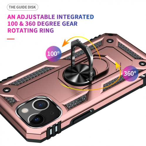 Étui de protection TPU + PC antichoc avec support rotatif à 360 degrés pour iPhone 13 (or rose) SH802E831-07
