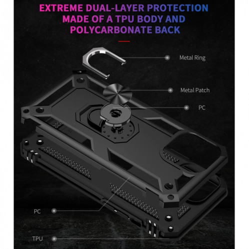 Étui de protection TPU + TPU + PC avec support rotatif à 360 degrés pour iPhone 13 Pro (Noir) SH803A904-07
