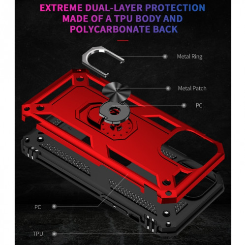 Étui de protection TPU + PC antichoc avec support rotatif à 360 degrés pour iPhone 13 Pro (rouge) SH803B54-07